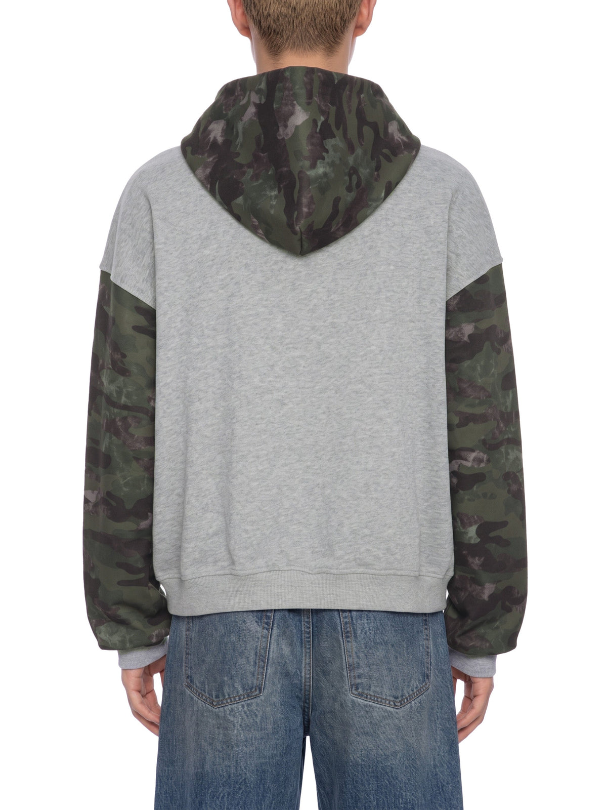 Unisex Colorblock Camo Full Zip Boxy Hoodie