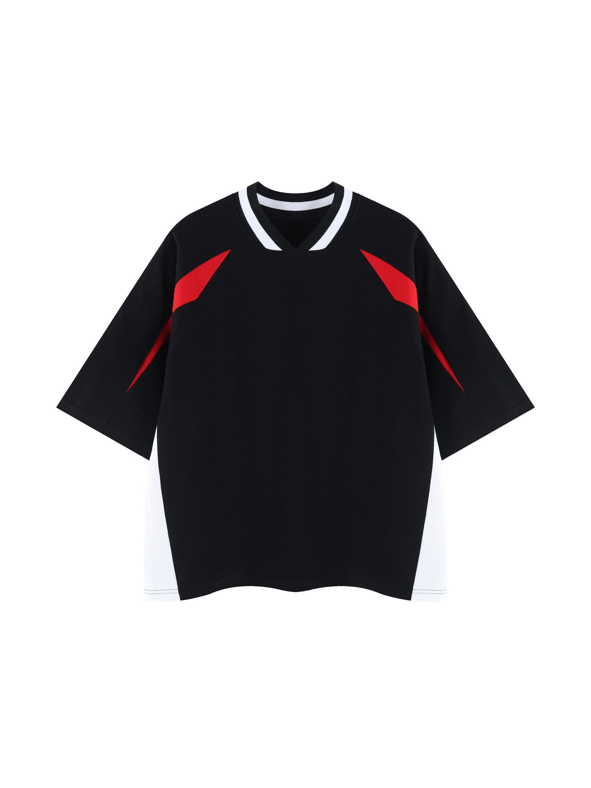 Unisex Oversized Color Block V-Neck T-Shirt