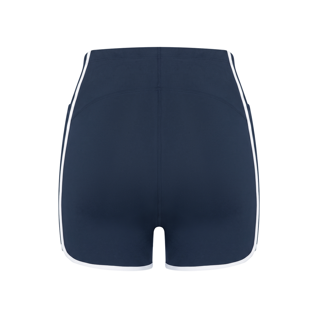 Off Script Women’s High-Rise Contrast-Piped Yoga Shorts