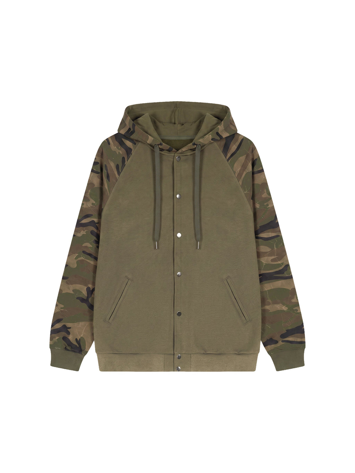 Unisex Camo-Splice Raglan Zip Hoodie