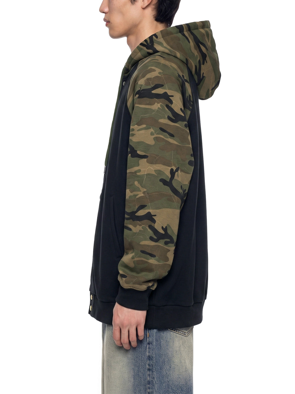 Unisex Camo-Splice Raglan Zip Hoodie