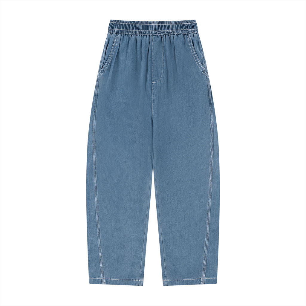 Kids’ Vintage Wash Straight Leg Jeans in Light Blue — front view
