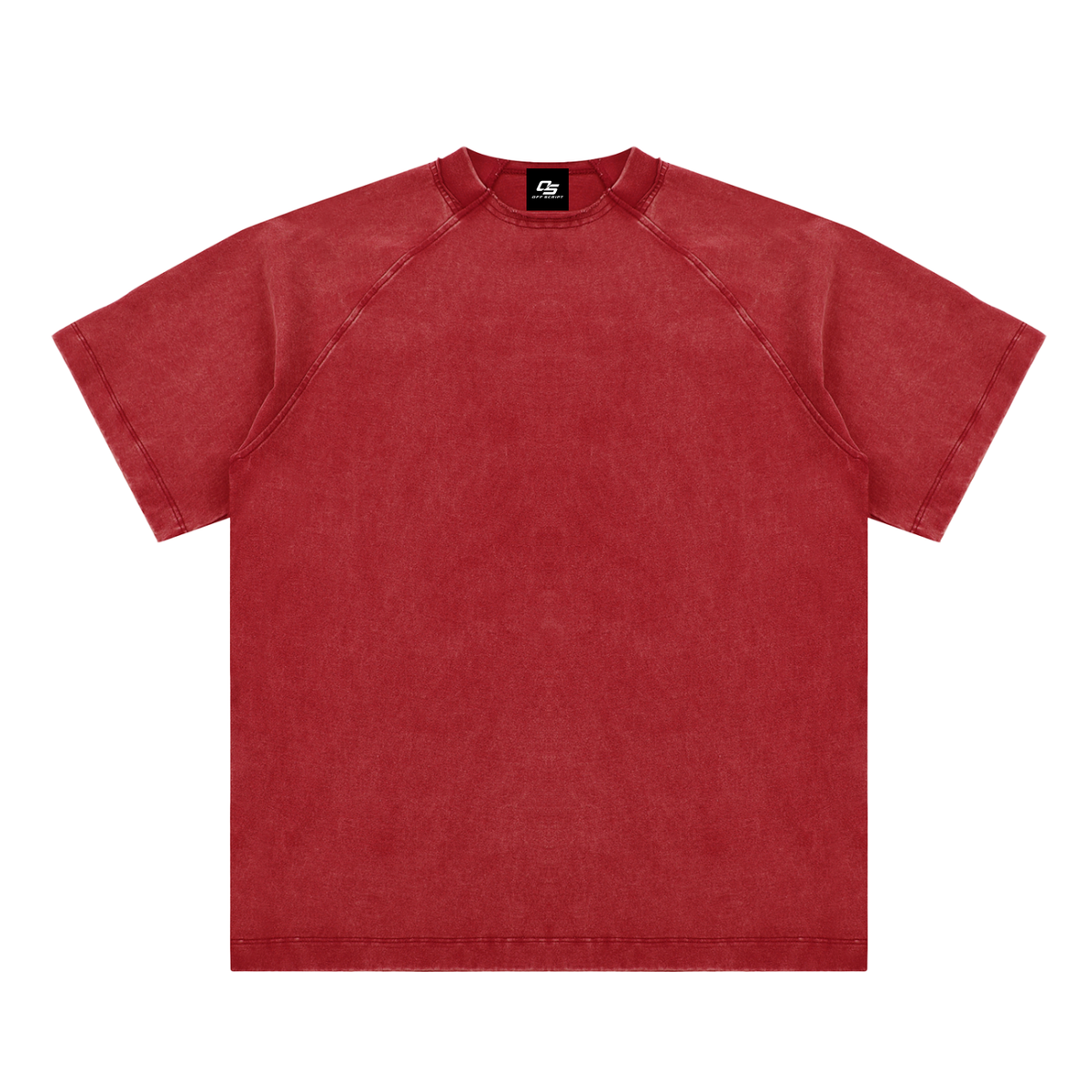 Red Unisex vintage-washed raglan cotton T-shirt front view