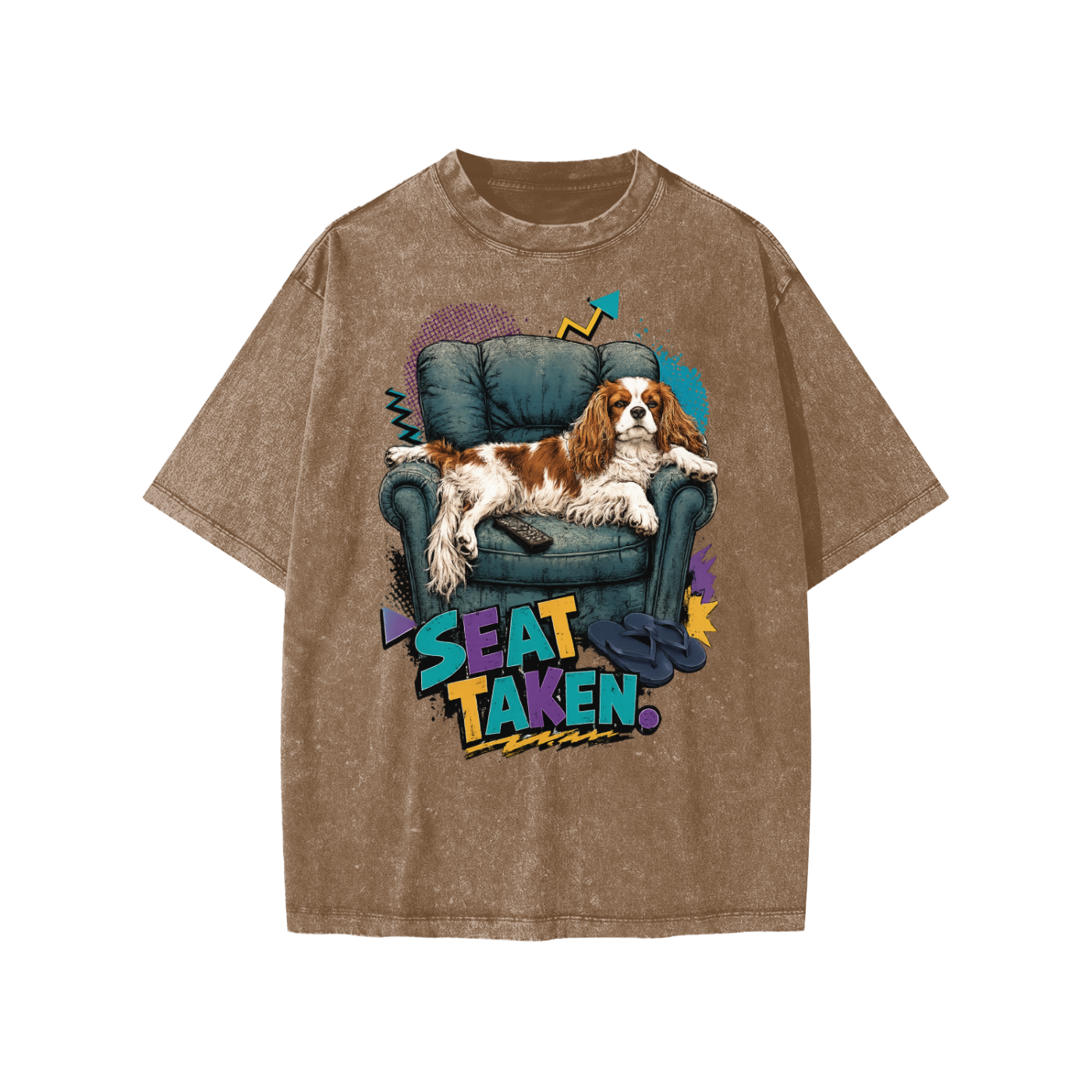 Seat Taken snow-washed kids’ T-shirt in coffee