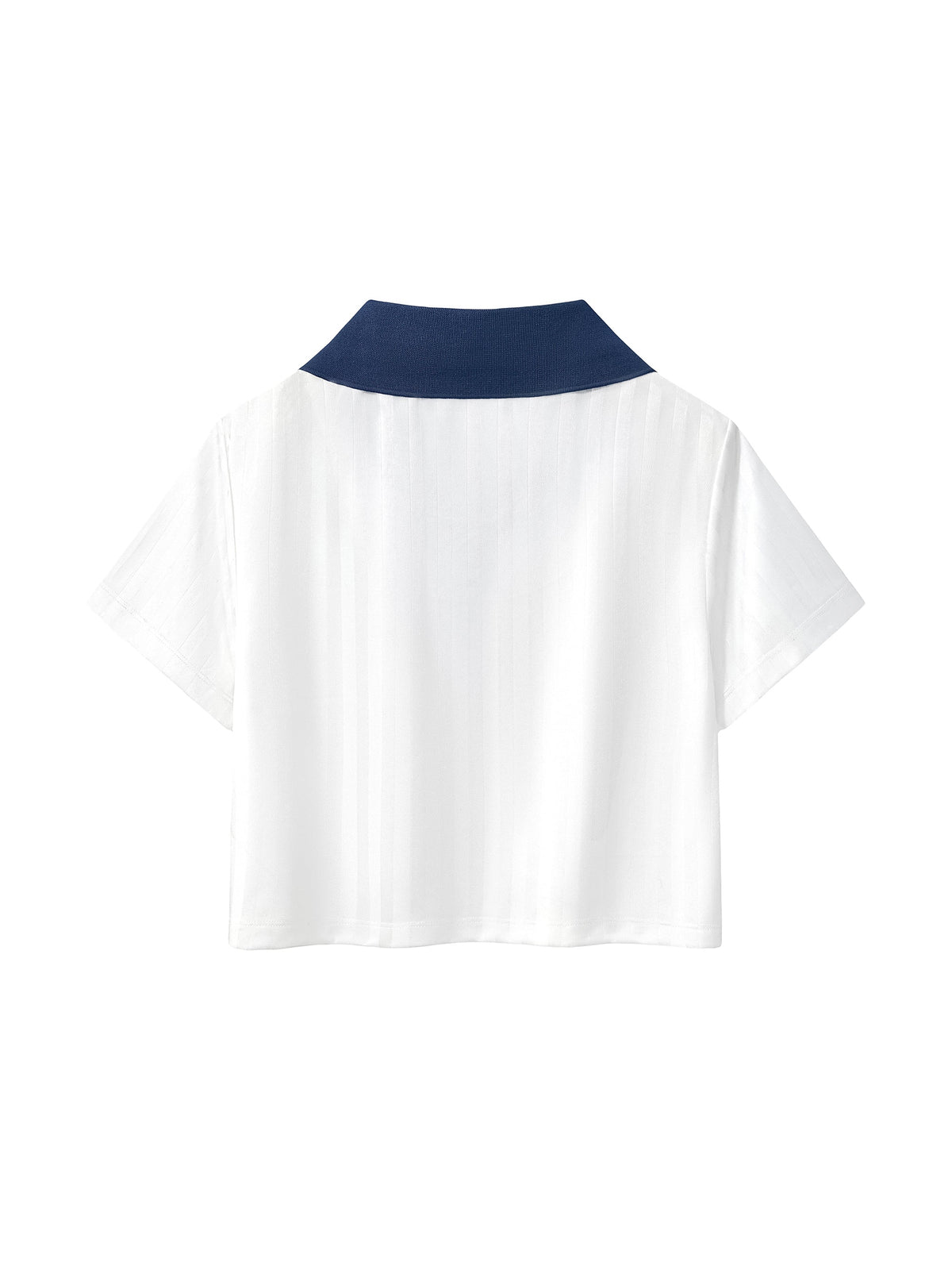Contrast Collar Striped Cropped Jersey