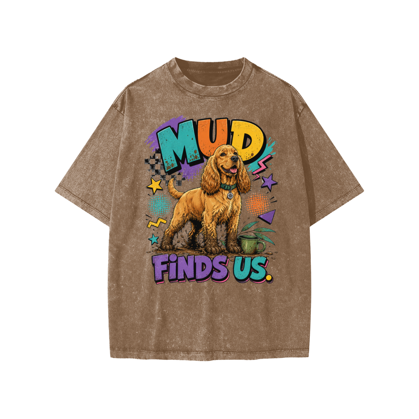 Mud Finds Us snow-washed kids’ T-shirt in coffee