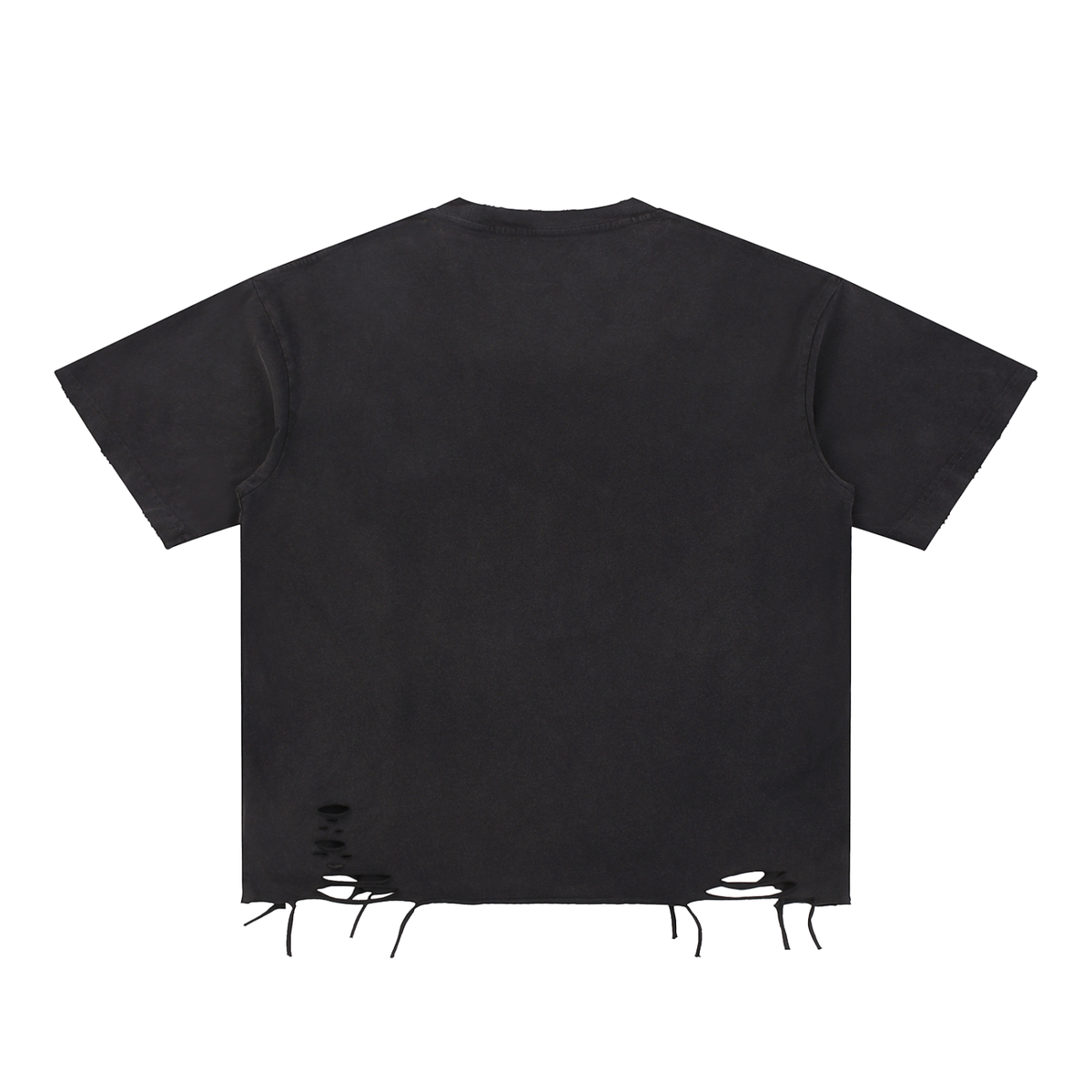 Off Script Gothic Skull Front-Print Snow Washed Raw-Hem T-Shirt