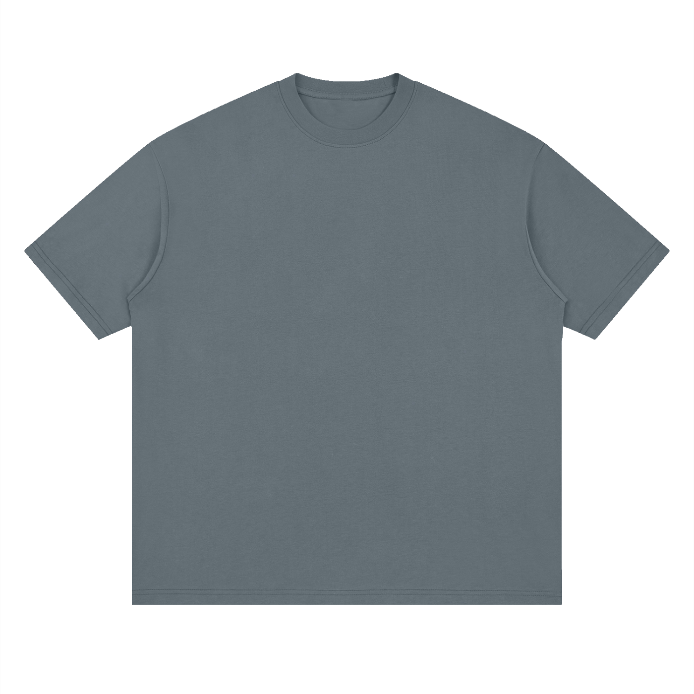 Streetwear Loose Drop Shoulder T-Shirt - Gray Blue front