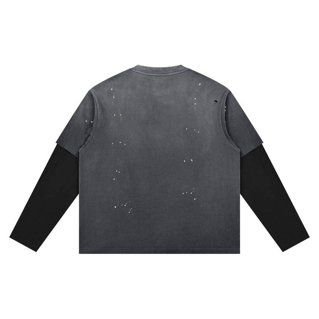 Off Script Gothic Skull Vintage Wash Distressed Layer T-Shirt