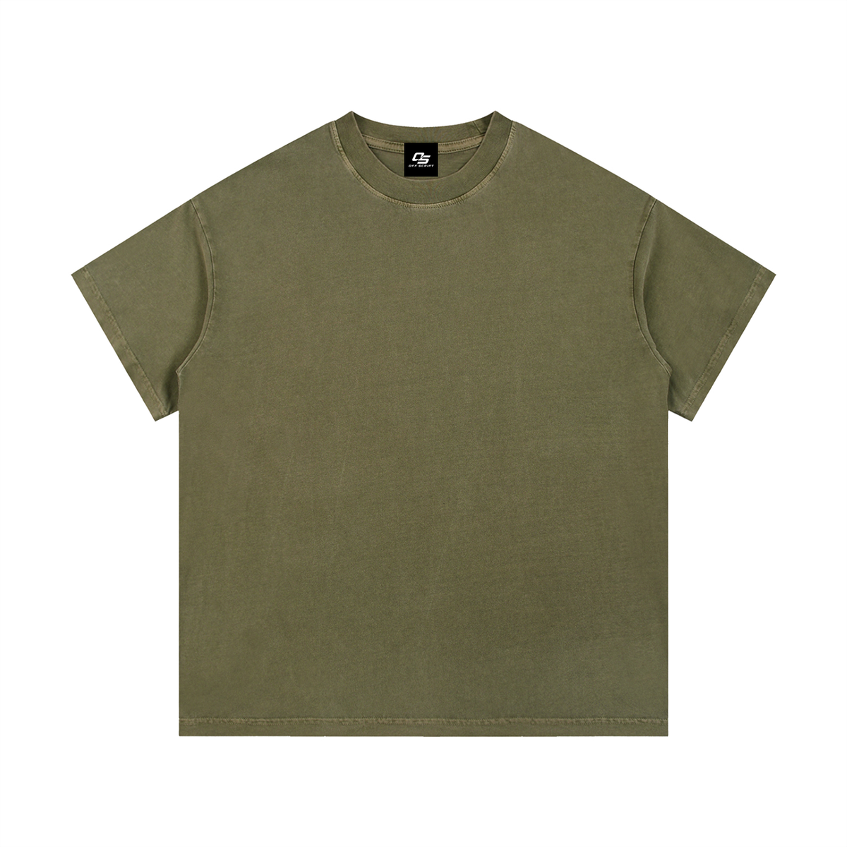 Army Green Unisex Vintage-Wash Cotton T-Shirt front view