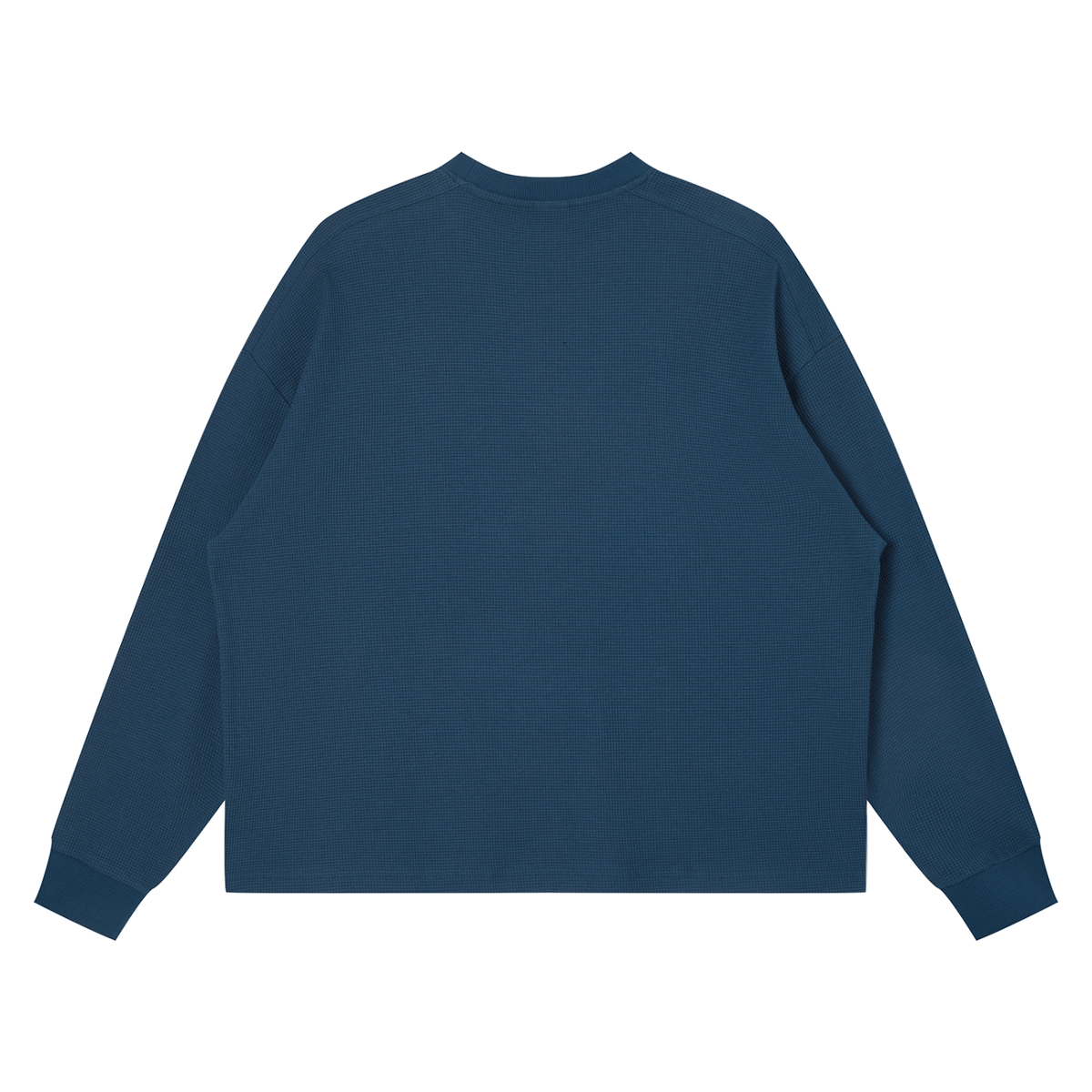 Off Script Waffle Boxy Long Sleeve T-Shirt - Haze Blue back view