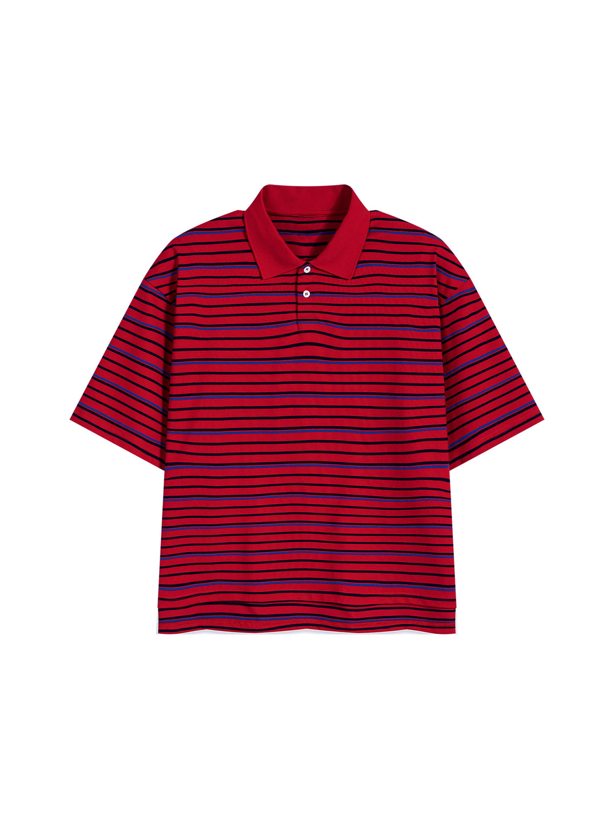 Unisex Striped Boxy Collared Polo Shirt