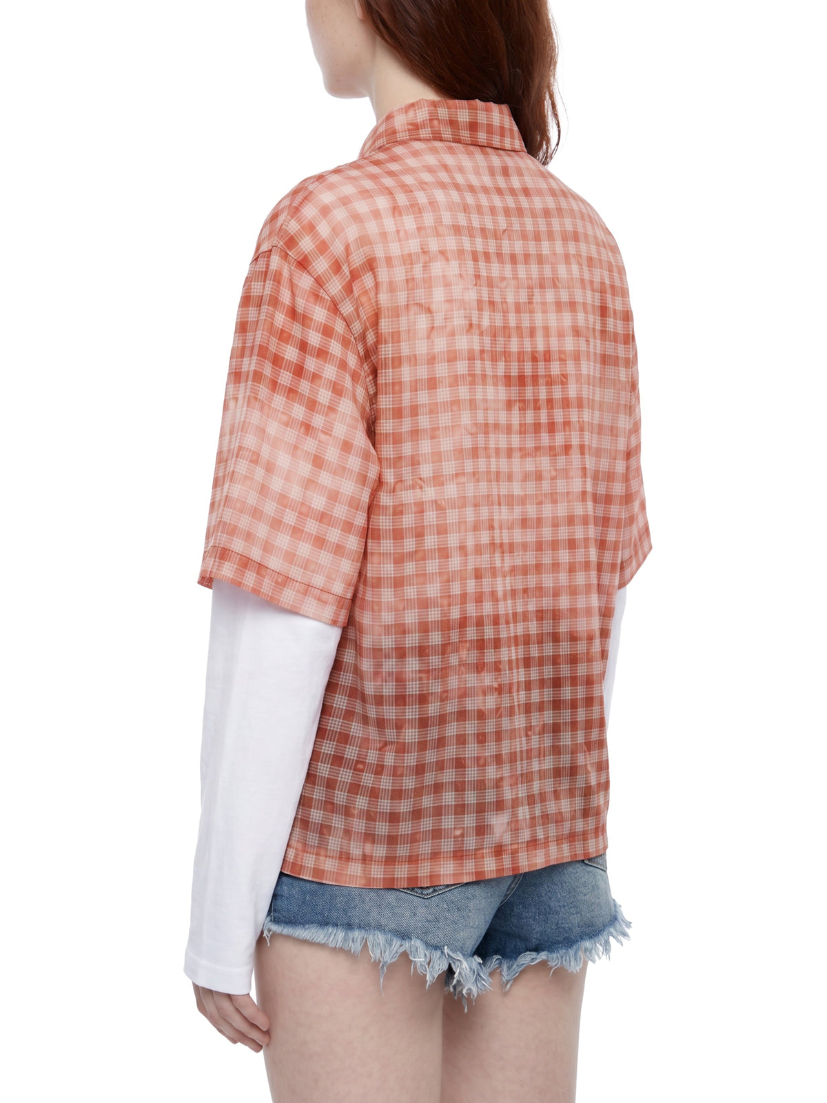 Unisex Vintage Wash Plaid Short Sleeve Shirt