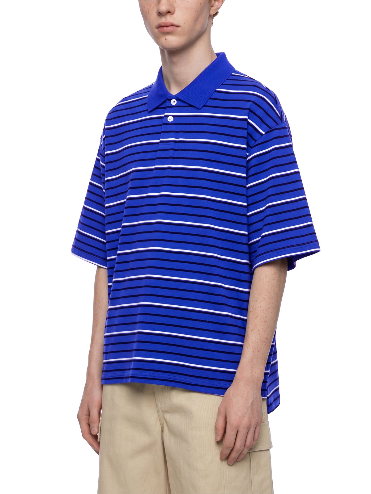 Unisex Striped Boxy Collared Polo Shirt