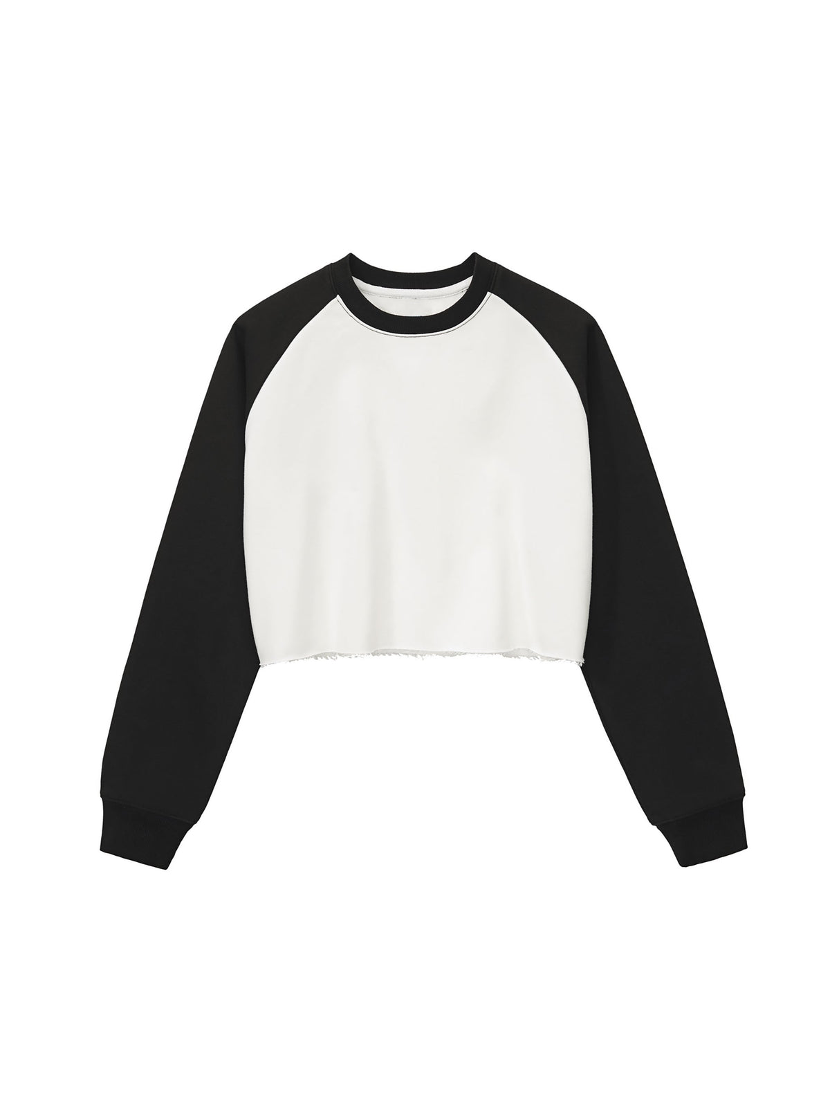 Raw-Hem Colour-Block Raglan Crop Sweatshirt