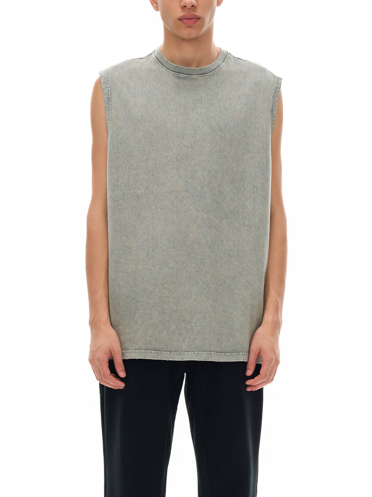 Snow Washed Frayed Hem Tank Top
