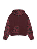 Unisex Colorblock Camo Full Zip Boxy Hoodie