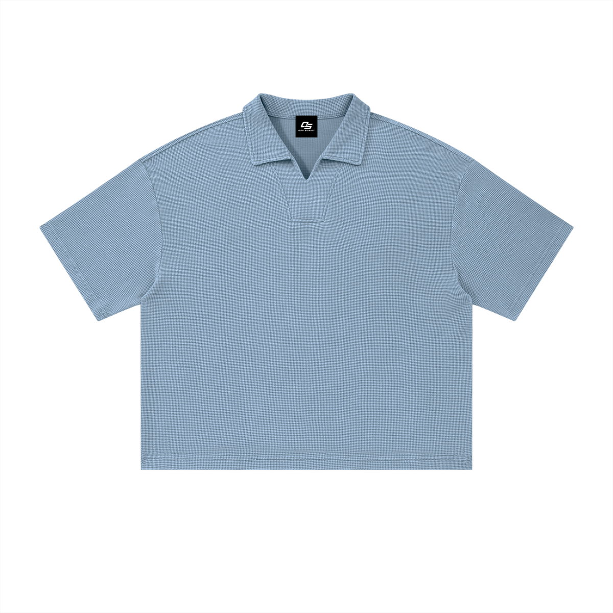 Unisex Vintage Wash Waffle Boxy Polo Shirt