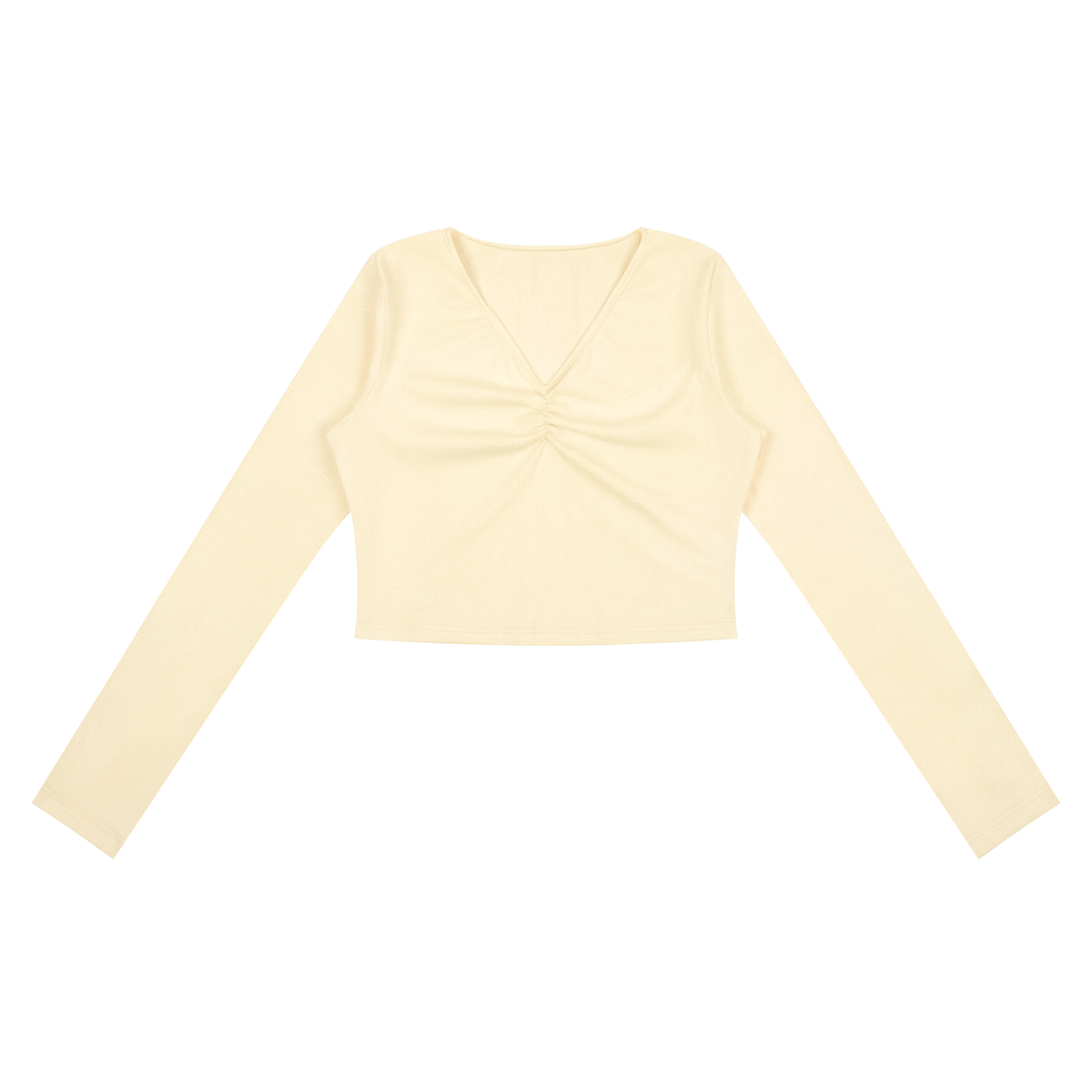 Women's Ruched Long Sleeve Crop T-Shirt