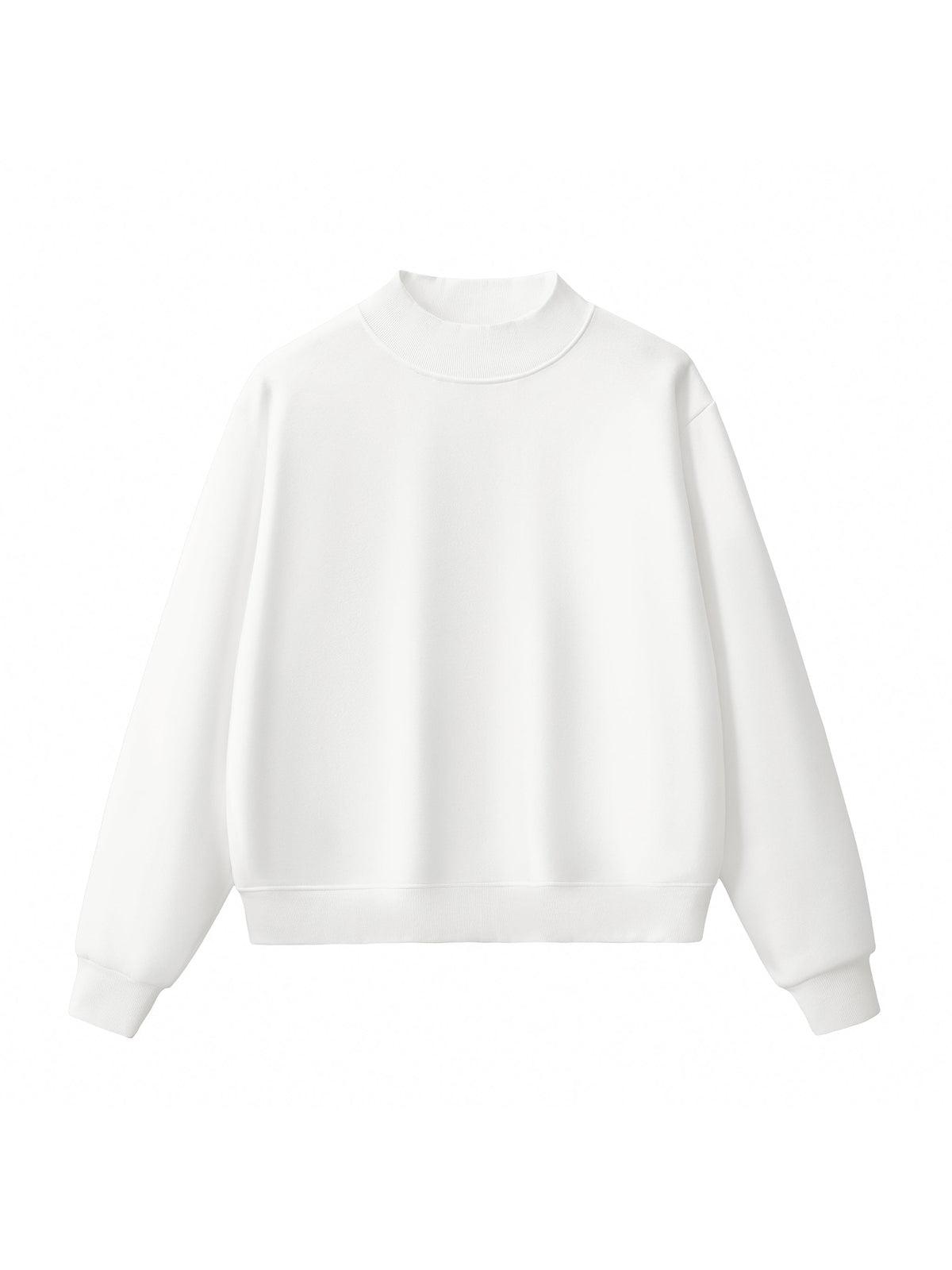 Essential Fleece Mock-Neck Crew Sweatshirt – White