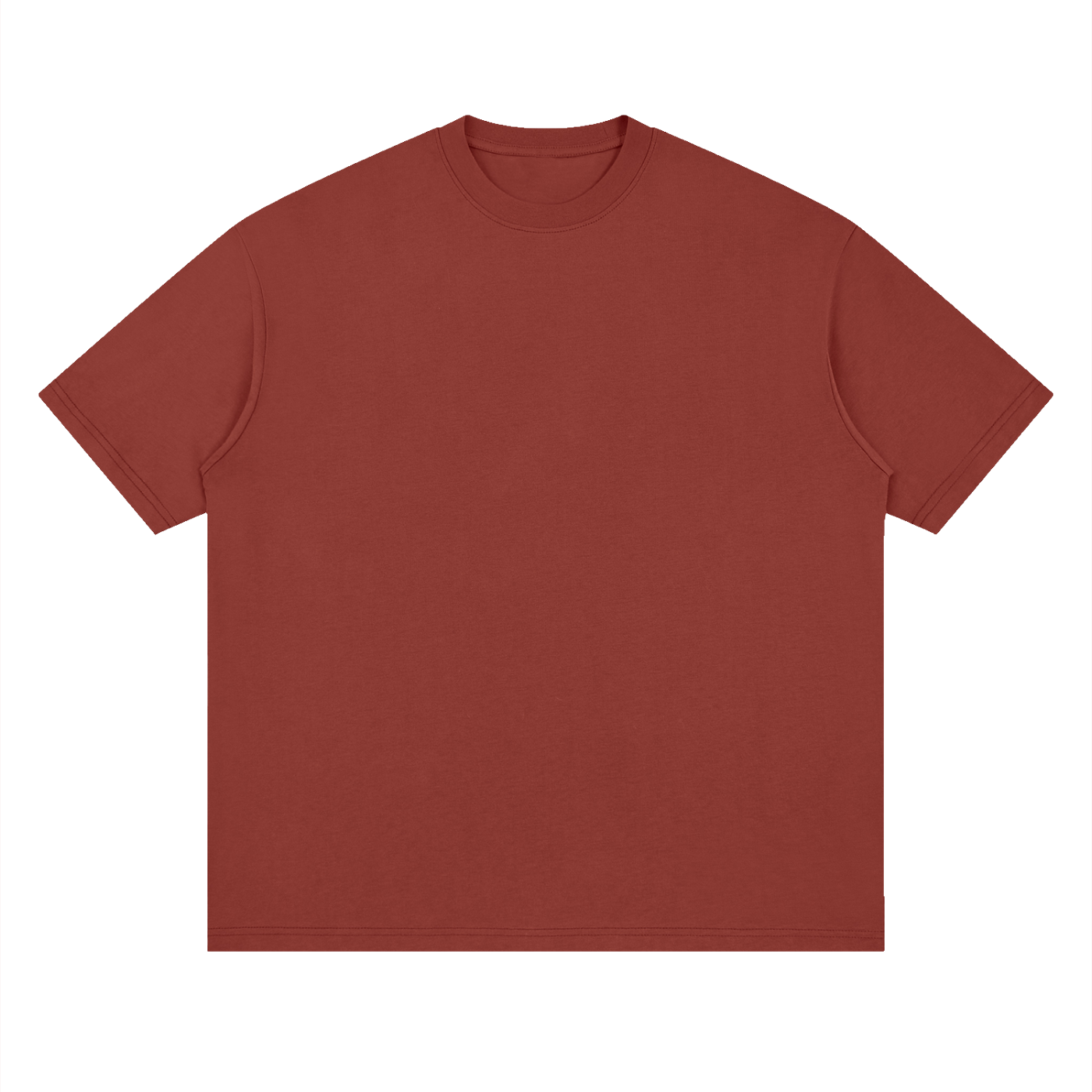 Streetwear Loose Drop Shoulder T-Shirt - Brick Red front