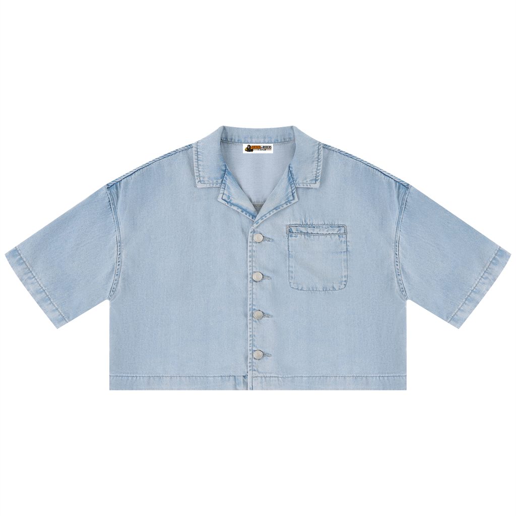Women’s Vintage-Wash Boxy Cropped Shirt