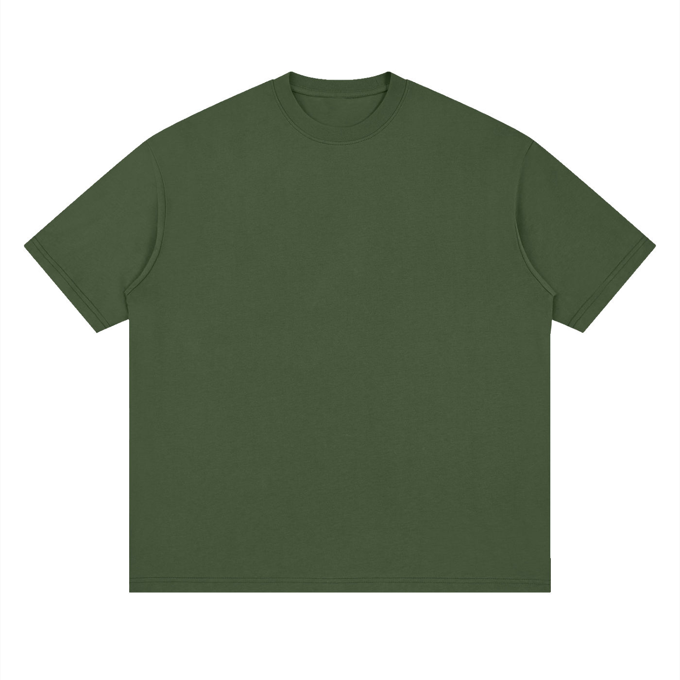 Streetwear Loose Drop Shoulder T-Shirt - Army Green front
