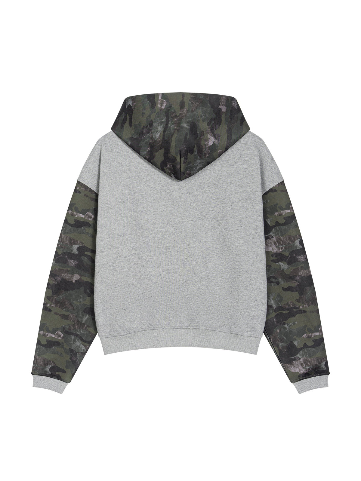Unisex Colorblock Camo Full Zip Boxy Hoodie