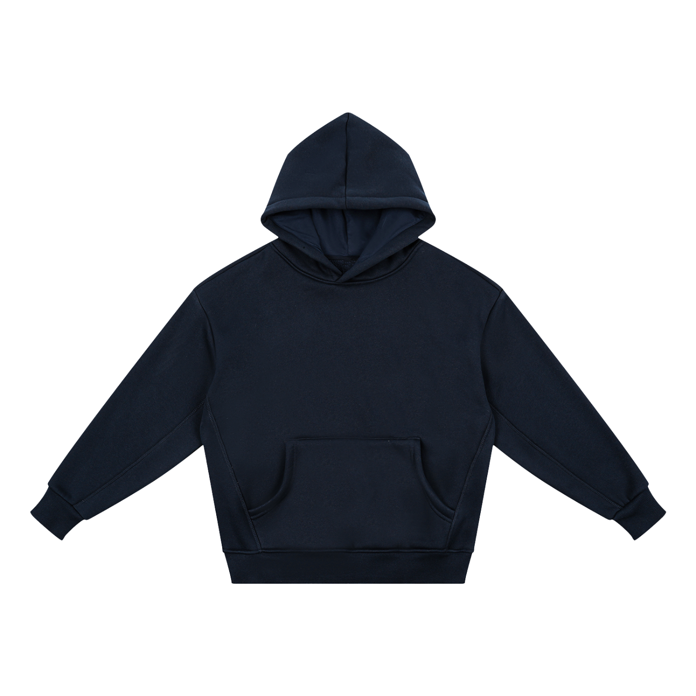 Essential kids' fleece hoodie in Navy Blue – front view