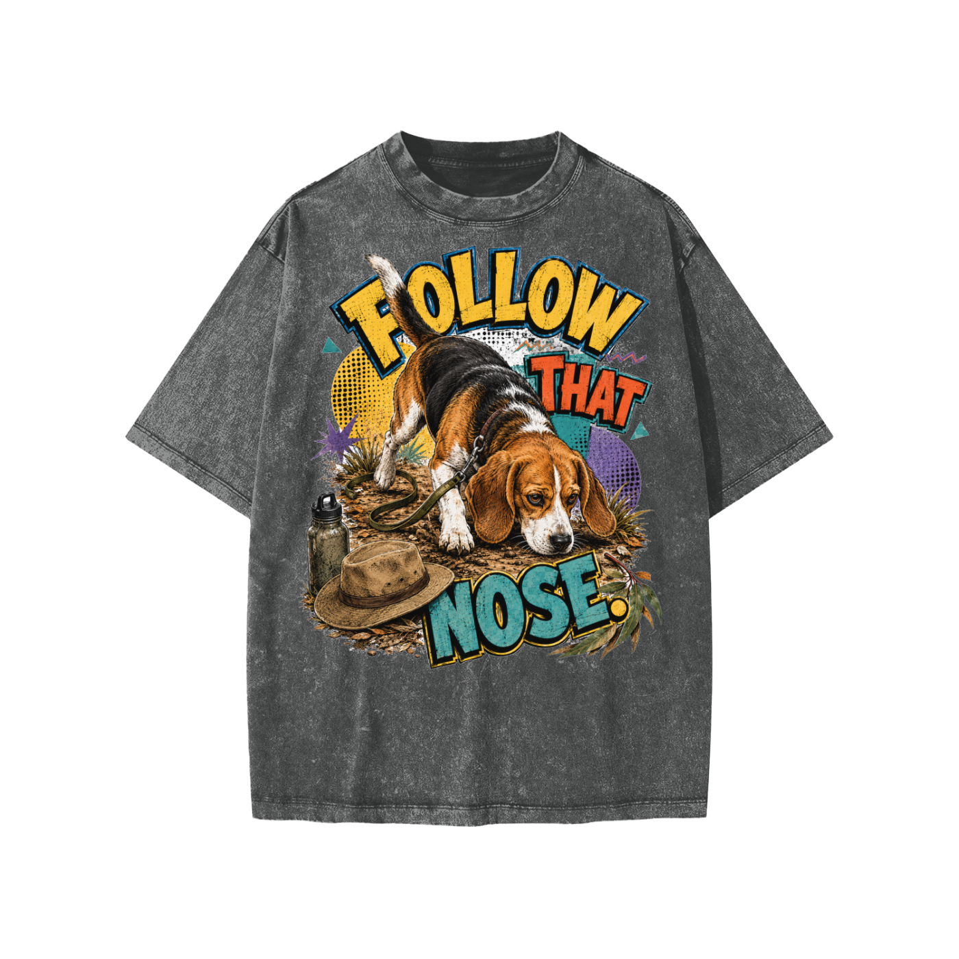 Follow That Nose snow-washed kids’ T-shirt in dark grey