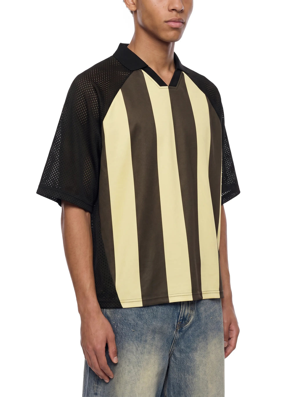 Unisex Striped Mesh Boxy Soccer Jersey