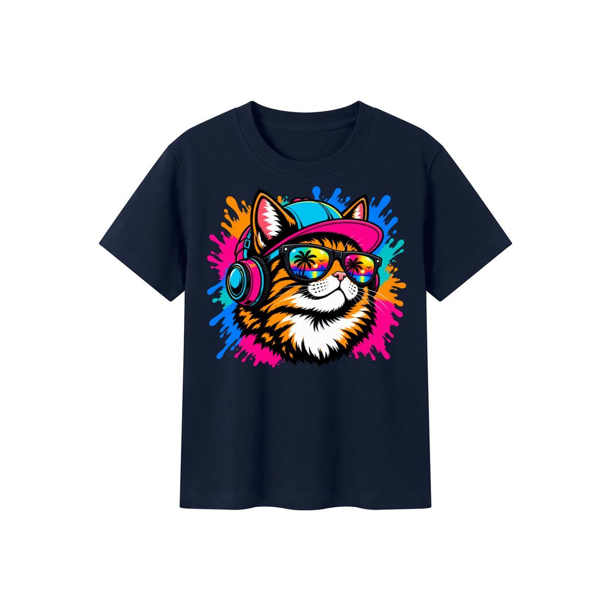 DJ Cat Kids' Crewneck Short-Sleeve T-Shirt