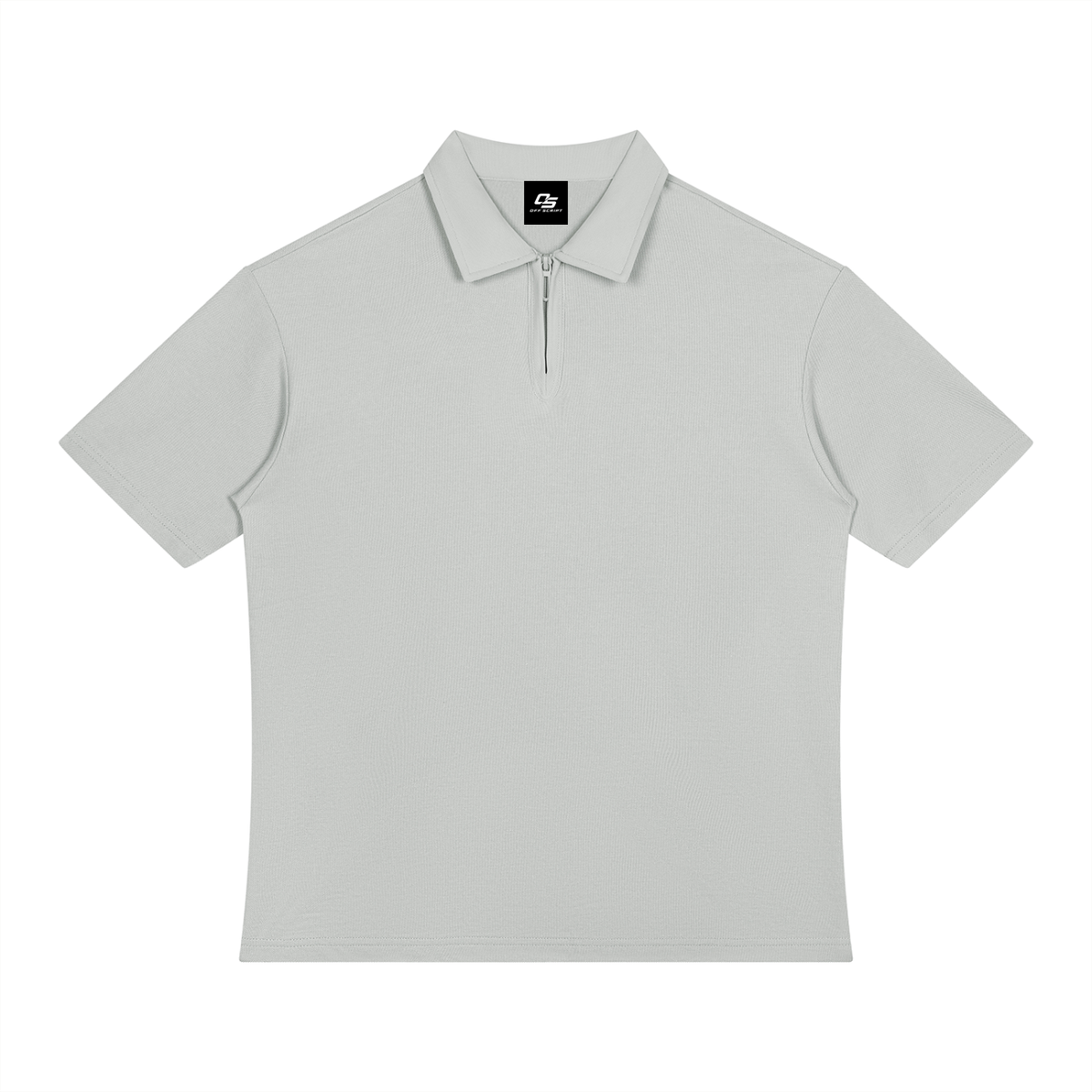 Light Gray Unisex Color Block Quarter-Zip Polo Shirt front product view