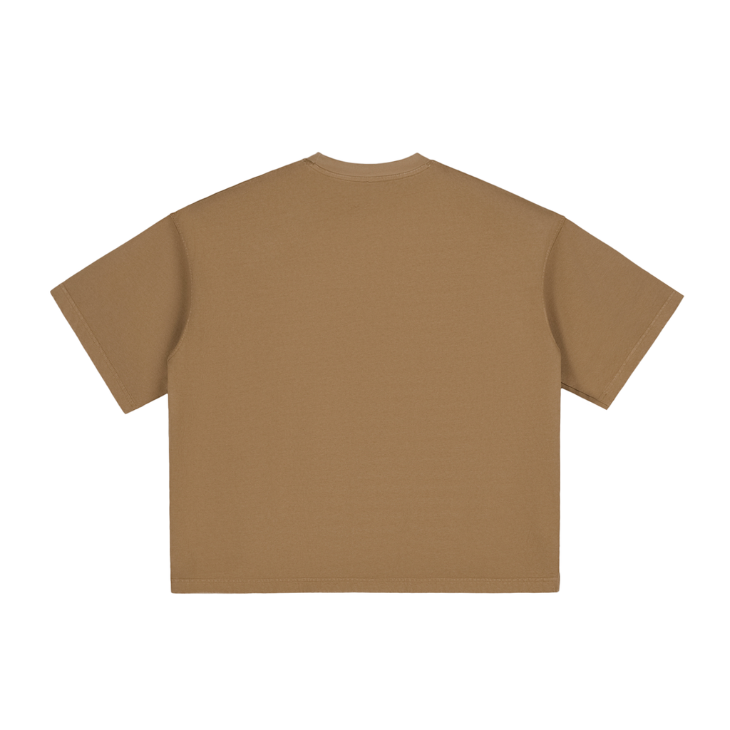 Brown Unisex vintage-washed boxy T-shirt back view