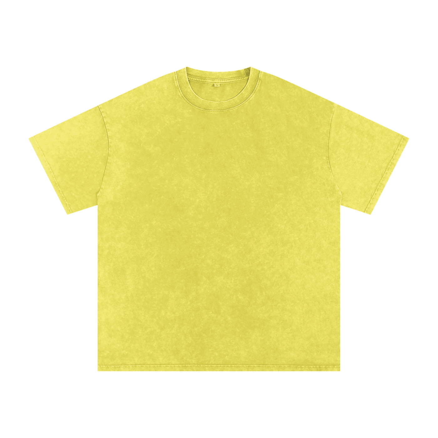 Snow Washed Oversized Cotton T-Shirt - Olive Yellow front