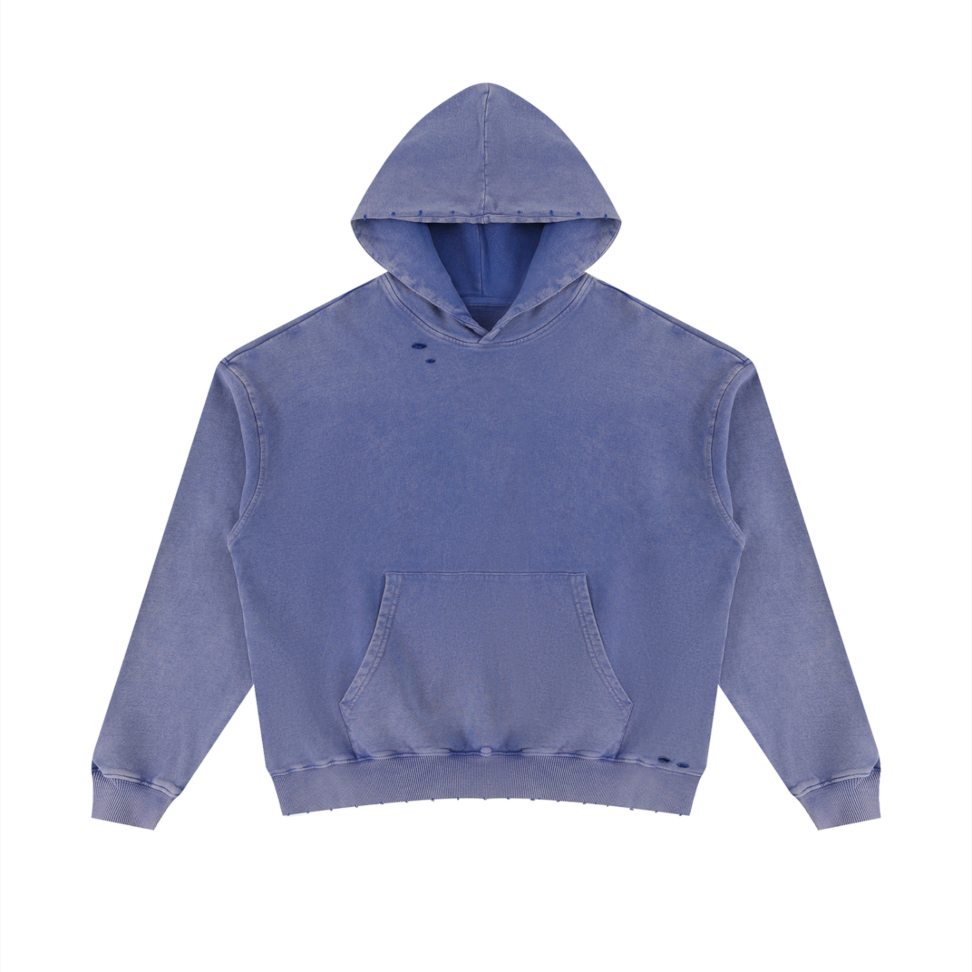 Unisex Mineral Wash Distressed Hoodie in Misty Purple — front view