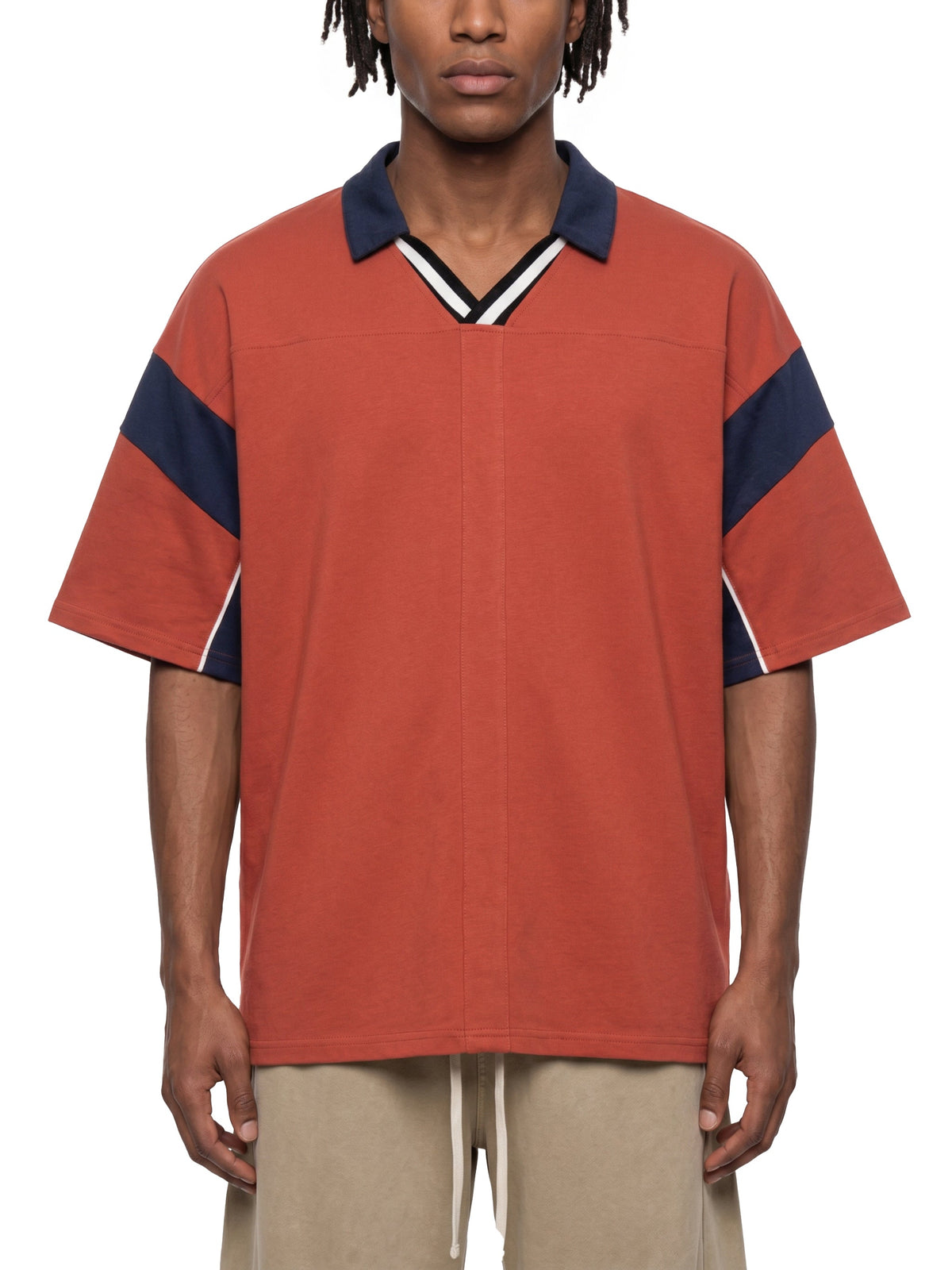 Unisex Boxy Colour Block Polo Shirt