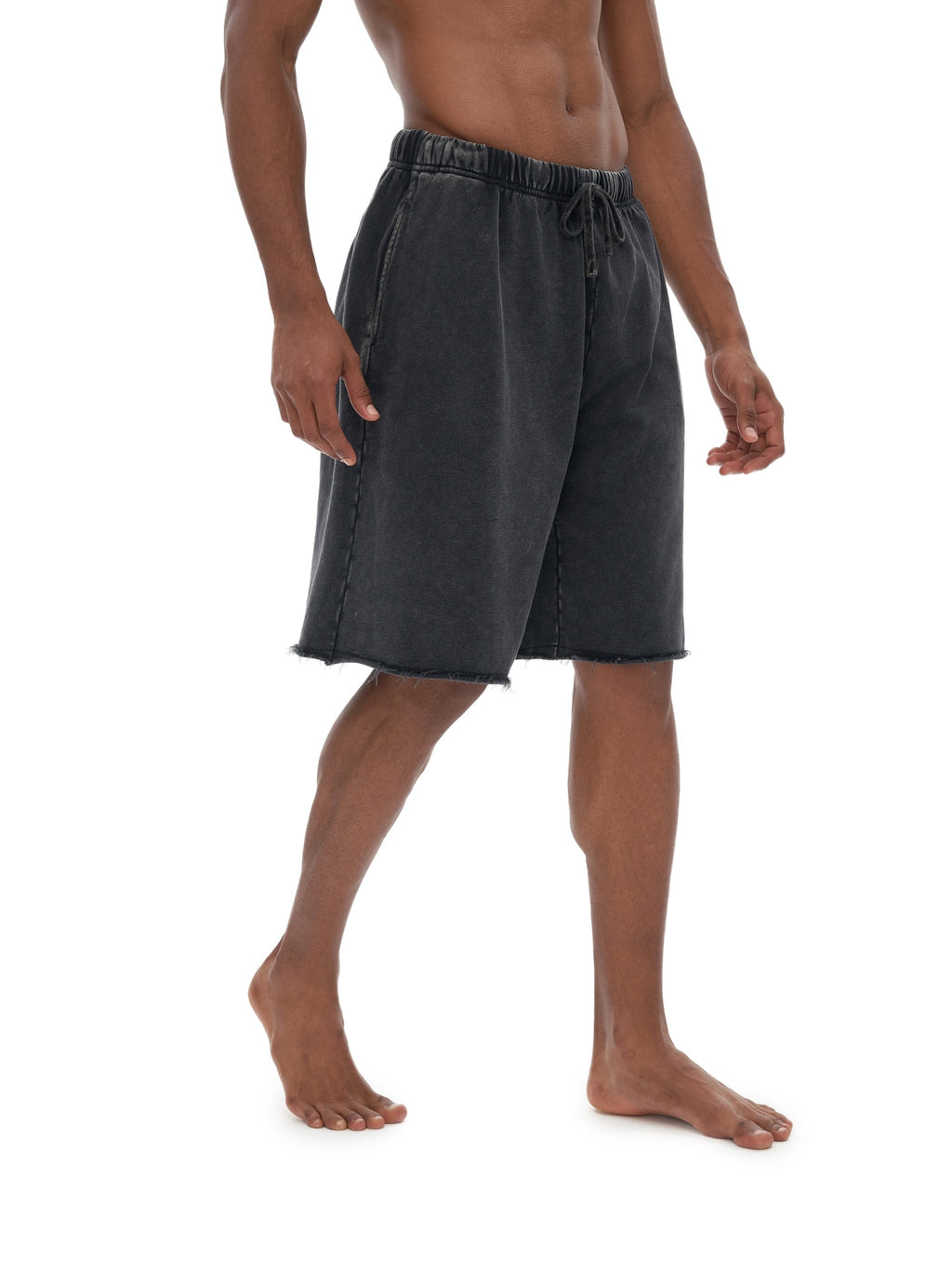 Men’s Snow Washed Raw Hem Shorts