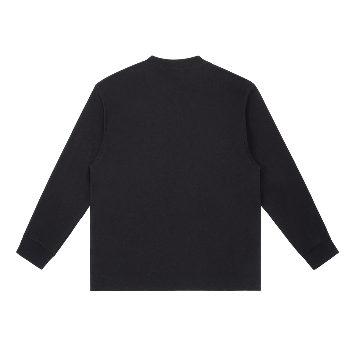 Black Essential Crewneck Long-Sleeve T-Shirt back product view