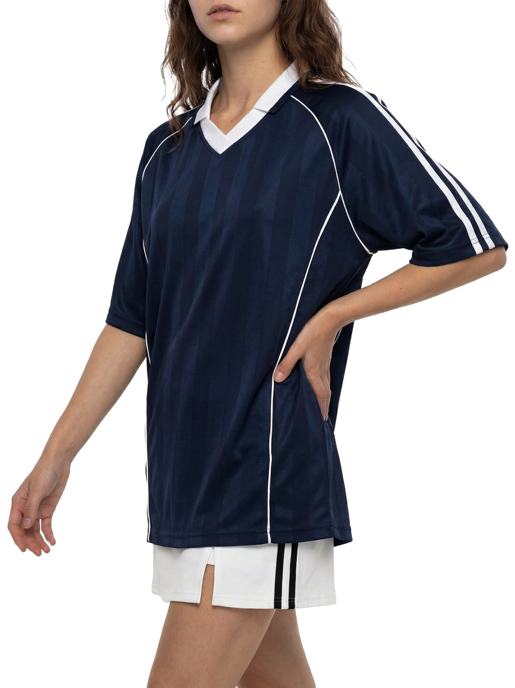 Unisex Shadow-Stripe Collared Soccer Jersey gallery view