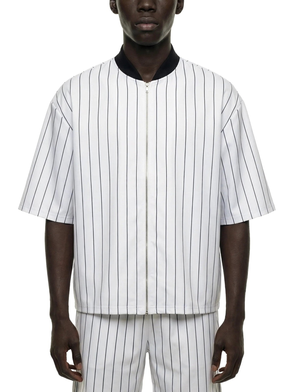 Unisex Striped Full-Zip Baseball Jersey