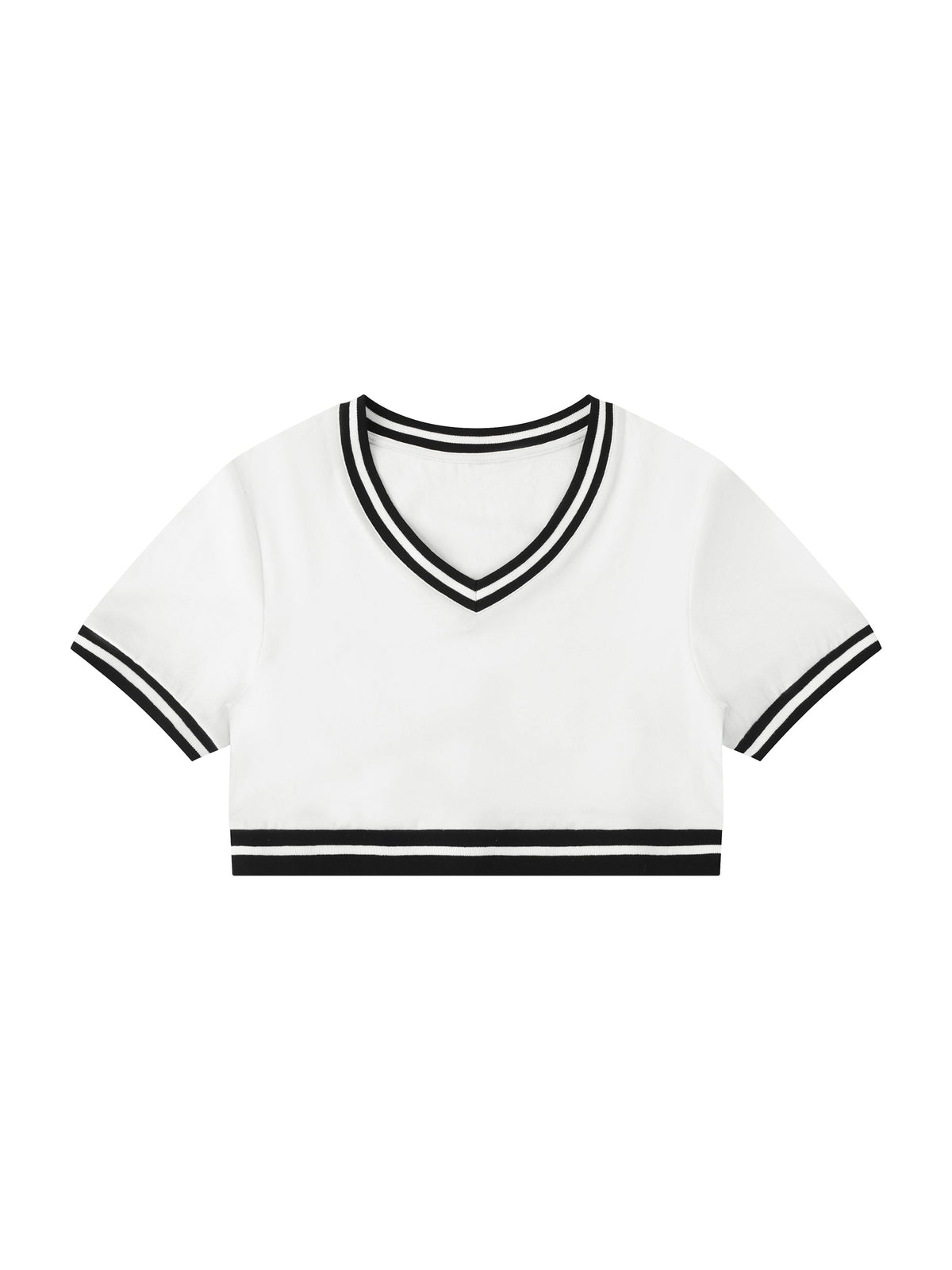 Women's Color Block V-Neck Crop T-Shirt
