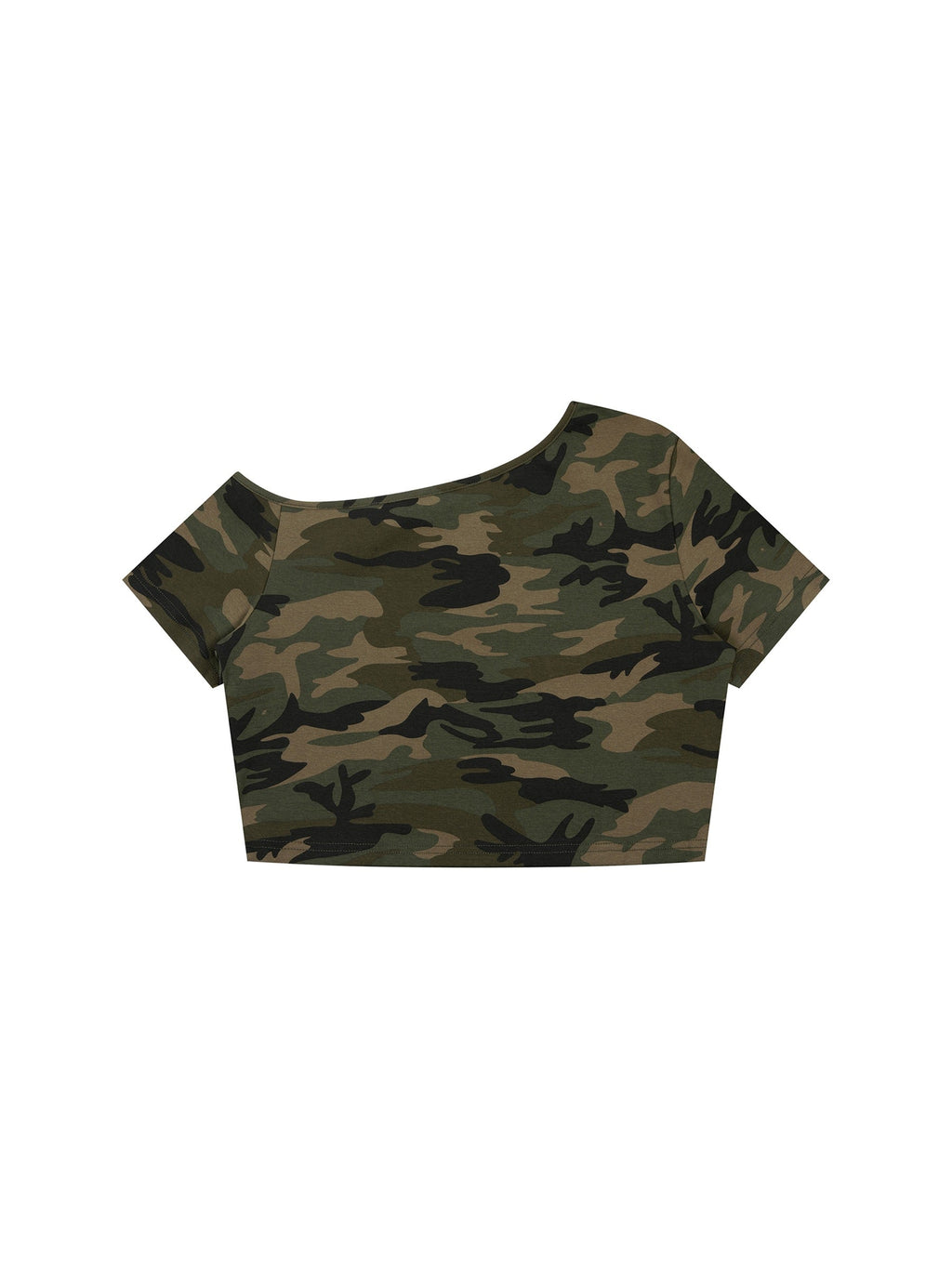 Women's Camo Off-Shoulder Crop T-Shirt