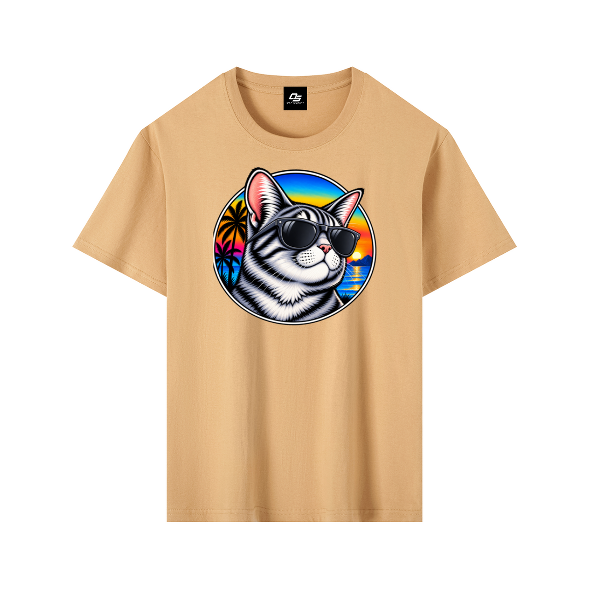 Cool Cat Tropical Sunset Pure Cotton Unisex T-Shirt