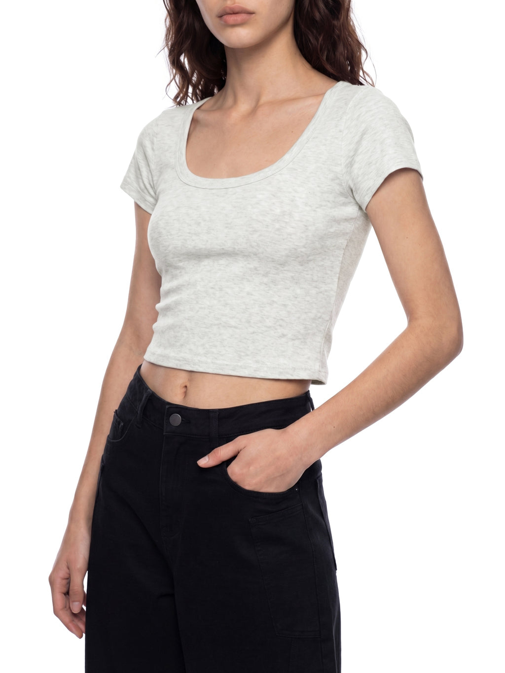 Women's Solid Color Slim Crop T-Shirt