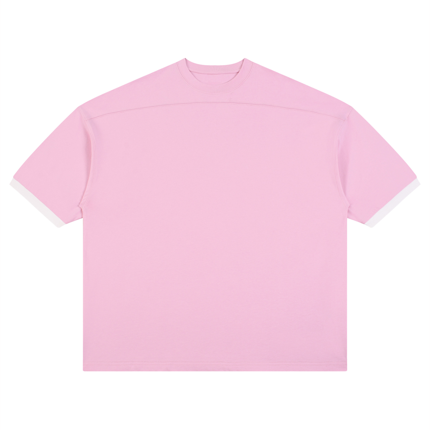 Unisex Colour Block Drop Shoulder T-Shirt in Pink — front view
