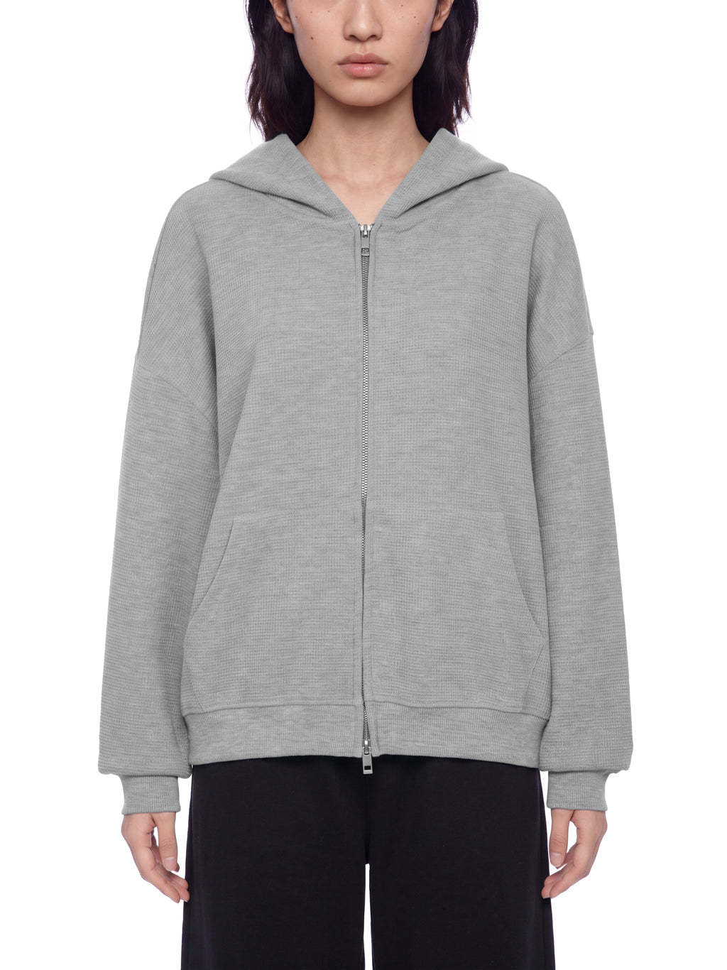 Unisex Waffle Boxy Full-Zip Hoodie