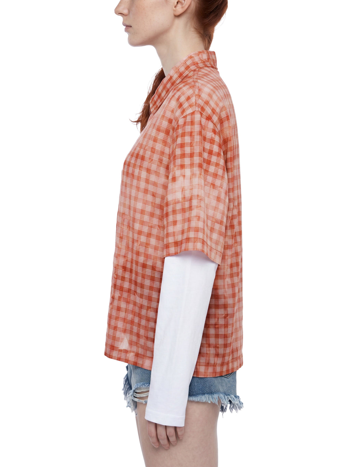 Unisex Vintage Wash Plaid Short Sleeve Shirt