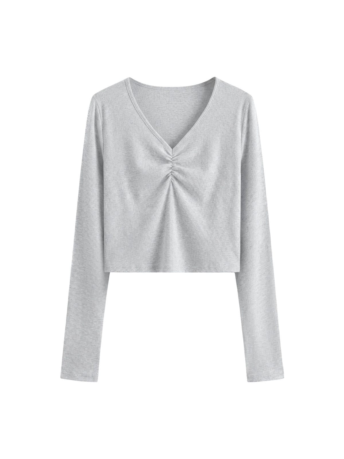 Women's Ruched Long Sleeve Crop T-Shirt