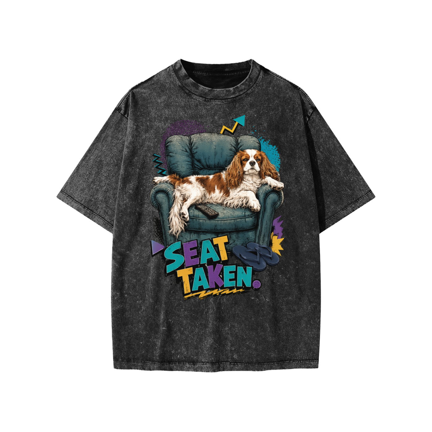 Seat Taken snow-washed kids’ T-shirt in black